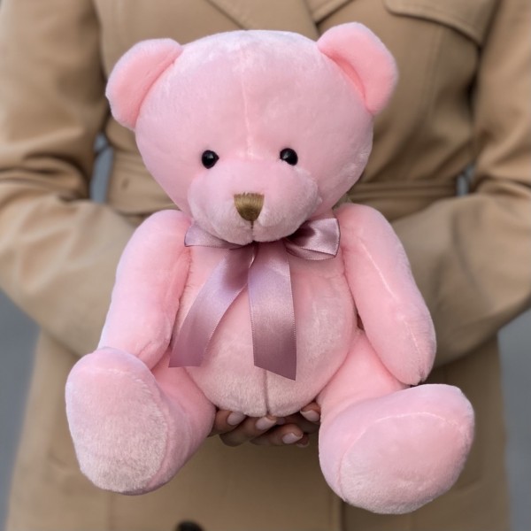 Мишка розовый с бантом